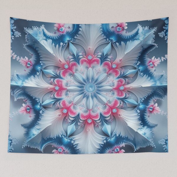Item preview, Crystalline Bloom – Icy Pink and Blue Fractal Mandala designed and sold by Harmonic_Layers.