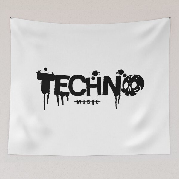 Item preview, TECHNO  - Skull Font Steez (Black) designed and sold by Discothreadz.