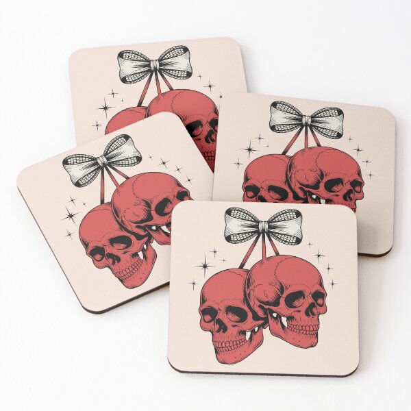 Item preview, Red skulls hanging with a bow designed and sold by FatBirdie.