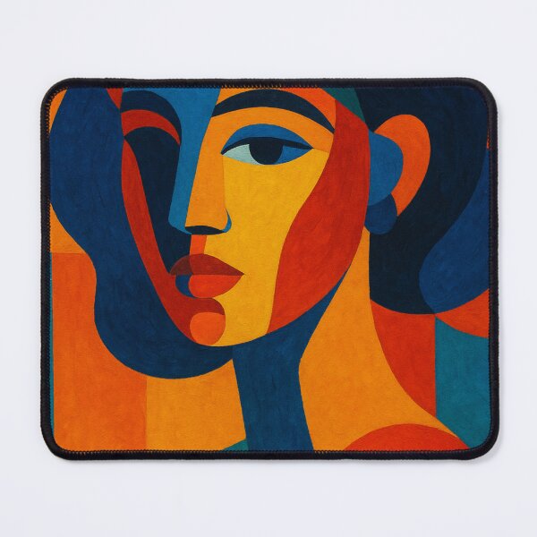 Item preview, abstract portrait of a woman rendered with bold shapes and vibrant colors designed and sold by optimusprime39.