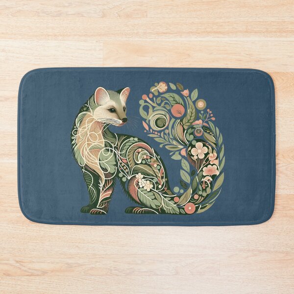 Item preview, Botanical American Marten with Foliage and Floral Detail designed and sold by BirdsnStuff.