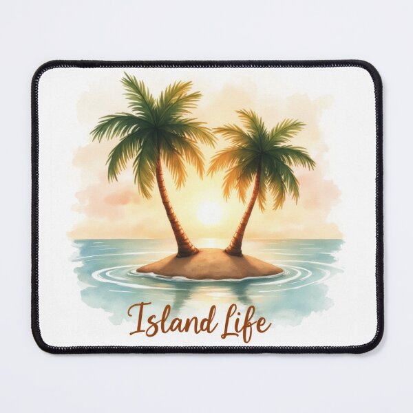 Item preview, Vida isleña Palmeras Atardecer Acuarela designed and sold by rustyroofco.