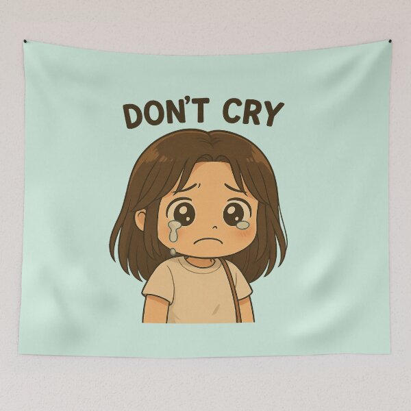 Item preview, Crying Chibi Girl - Don’t Cry Sad Face Sticker - Kawaii Cartoon Art designed and sold by konthai.familyart.