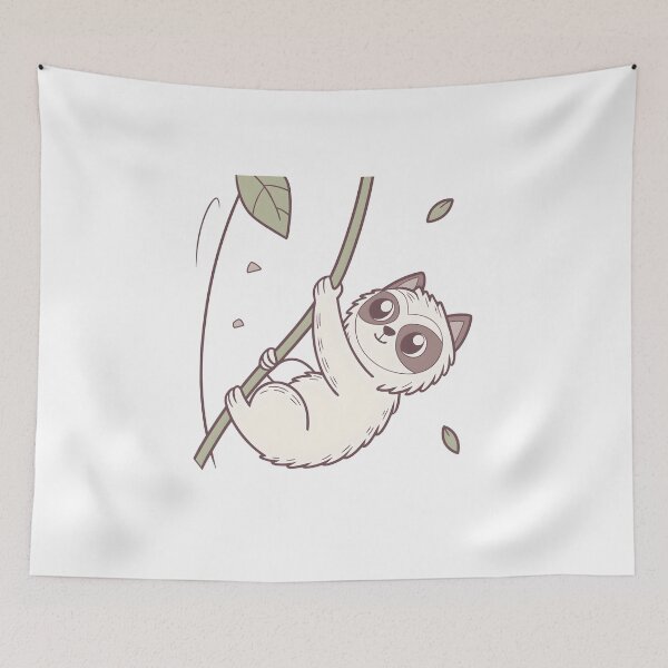 Item preview, Cute Cat Sloth‑Style Rock Climbing Sticker / Climbing Cat Pun Art designed and sold by Nawastyle.
