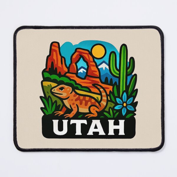 Item preview, Utah USA - Desert Lizard with Red Rock Arches & Cactus designed and sold by Myra365Art.