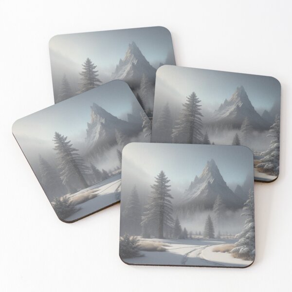 Item preview, Snowy Pine Forest with Majestic Mountain Peak Winter Scene designed and sold by Uniquely Yours.