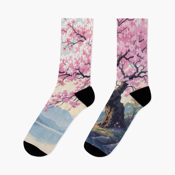Item preview, Serene Cherry Blossom Tree by Tranquil Lake with Mountain Backdrop designed and sold by Uniquely Yours.