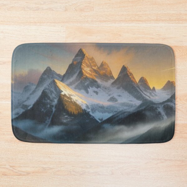 Item preview, Majestic Snowy Mountain Peaks at Golden Sunset designed and sold by Uniquely Yours.