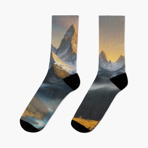 Item preview, Majestic Snowy Mountain Peaks at Golden Sunset designed and sold by Uniquely Yours.