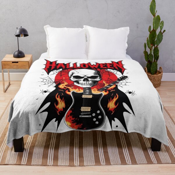 Item preview, Skull Guitar Flames Vintage Rock Halloween Illustration designed and sold by PixelMuse2024.