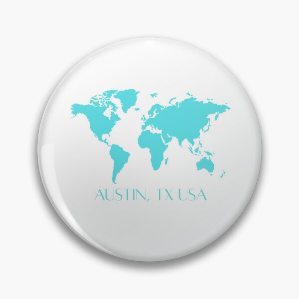 Item preview, Austin TX USA World Map Turquoise designed and sold by YashRebel.