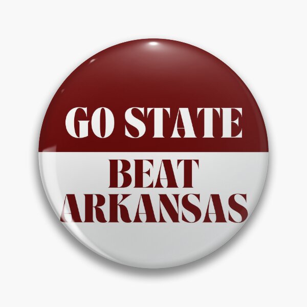 Item preview, Go State Beat Arkansas Mississippi State Football Gameday Pin Button designed and sold by Kickoff Buttons.