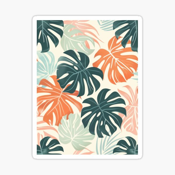 Item preview, Muted Tropics – Retro Monstera Leaf Pattern designed and sold by LovelyAIAdopts.