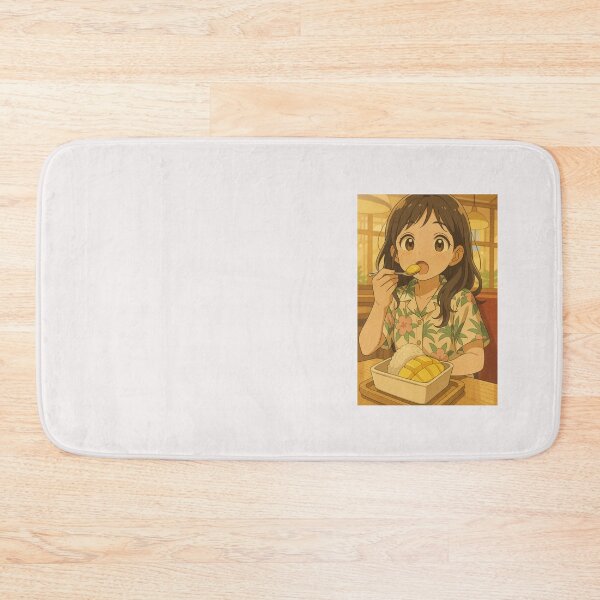 Item preview, Cute Anime Girl Eating Mango Sticky Rice – Thai Dessert Aesthetic designed and sold by konthai.familyart.