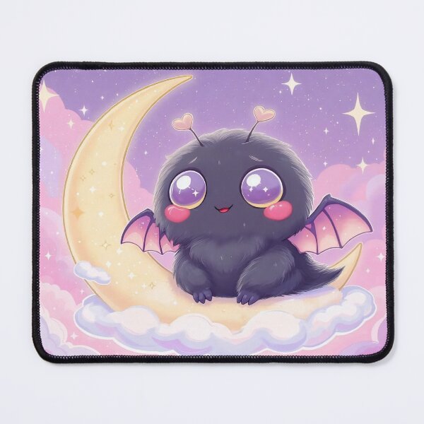 Item preview, Kawaii Mothman on Moon Cloud – Cute Cryptid with Heart Wings & Candy-Colored Sky – Whimsical Fantasy Art designed and sold by Emmachenn / WineDronk Shop.