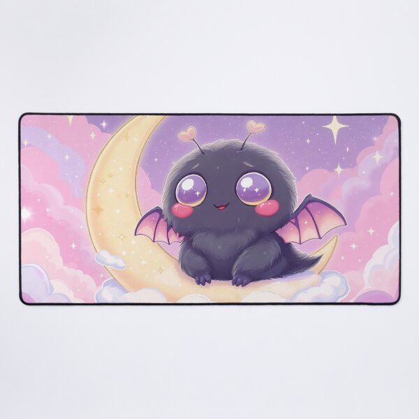 Item preview, Kawaii Mothman on Moon Cloud – Cute Cryptid with Heart Wings & Candy-Colored Sky – Whimsical Fantasy Art designed and sold by Emmachenn / WineDronk Shop.
