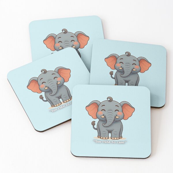 Item preview, Cute Smiling Elephant – "Too Cute to Care" Cartoon Design designed and sold by konthai.familyart.