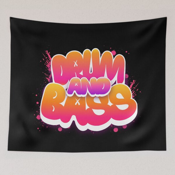 Item preview, DRUM AND BASS  - Y2K Puffy Color Font (orange/white) designed and sold by Discothreadz.