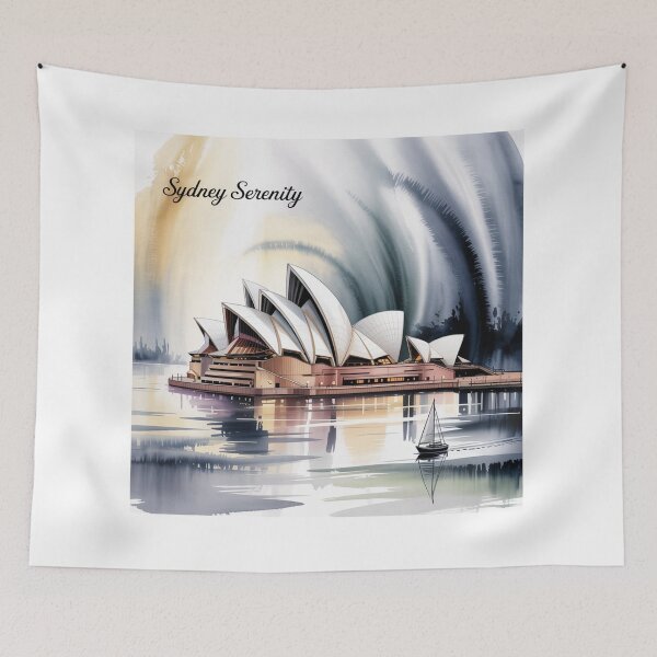 Item preview, Sydney Opera House Art | Tranquil Harbour Watercolor Print | Serene Australia Wall Decor designed and sold by dortmond.
