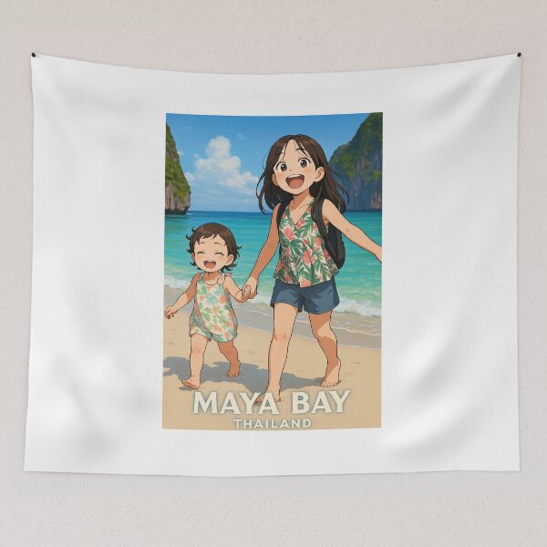 Item preview, Maya Bay Thailand - Cute Anime Style Sisters Beach Adventure designed and sold by konthai.familyart.