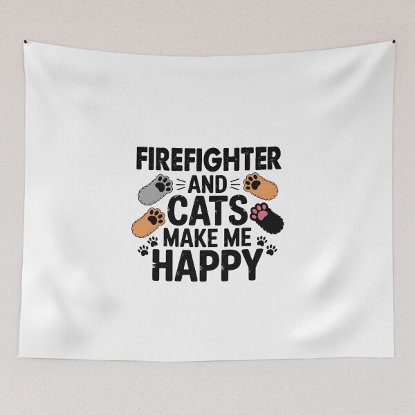 Item preview, Firefighter And Cats Make Me Happy - Funny Firefighter Cats Lover designed and sold by Oussinc.