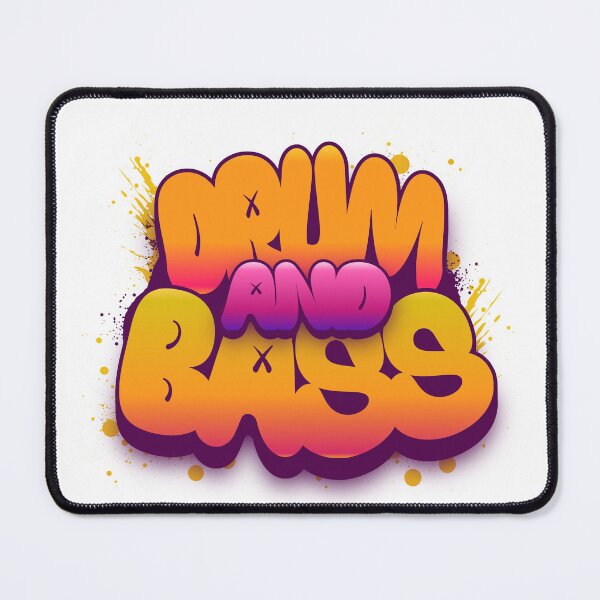 Item preview, DRUM AND BASS - Puffy Y2k Color Font (purple/orange) designed and sold by Discothreadz.