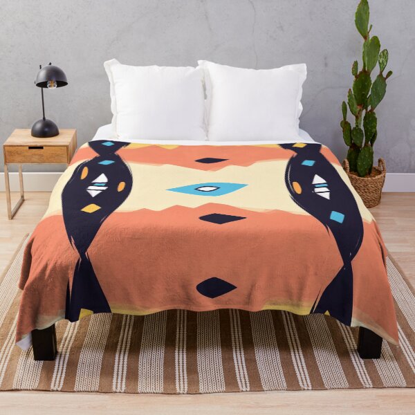 Aperçu de l'œuvre Motif géométrique tribal abstrait aux tons chauds créée et vendue par PaintbrushPlace.