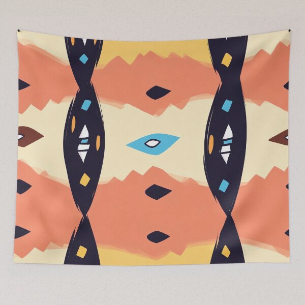 Aperçu de l'œuvre Motif géométrique tribal abstrait aux tons chauds créée et vendue par PaintbrushPlace.