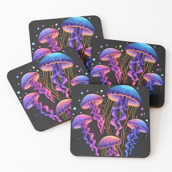 Item preview, Neon Jellyfish Bloom – Glowing Jellyfish with Fluorescent Paint Splash designed and sold by ColorSplash123.