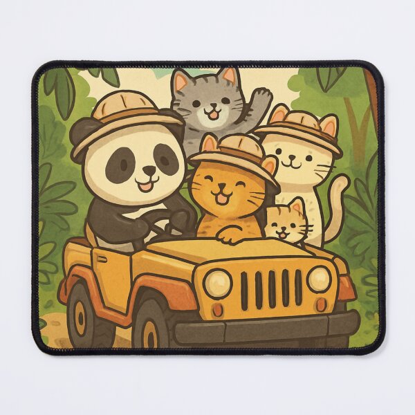 Item preview, Cartoon panda and cats on jungle safari  designed and sold by Chirayu1111.