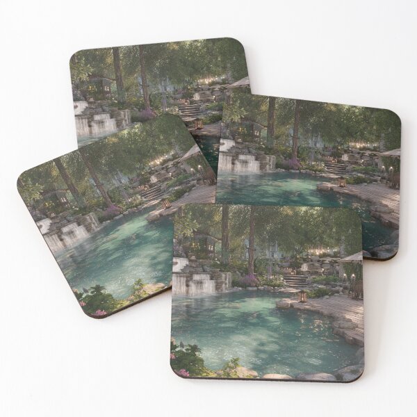 Item preview, Tropical Escape – Serene Pool and Waterfall Scene designed and sold by ArgentoArt.