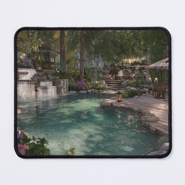 Item preview, Tropical Escape – Serene Pool and Waterfall Scene designed and sold by ArgentoArt.