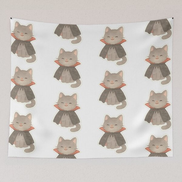 Item preview, Cute Vampire Cat Sticker – Halloween Watercolor Art designed and sold by DOTLABstudio.