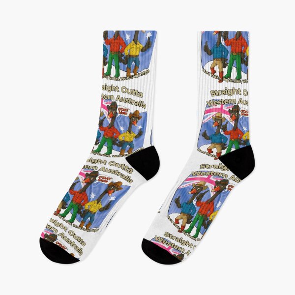 Item preview, Straight Outta Western Australia – Cowboy Black Swans with Aussie Flag – Funny WA Outback Emu Style Art designed and sold by Michael van der Hoorn.