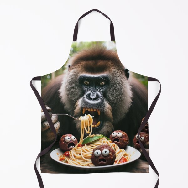 Item preview, Gorilla eating scared meatball with google eyes designed and sold by DumbPet.