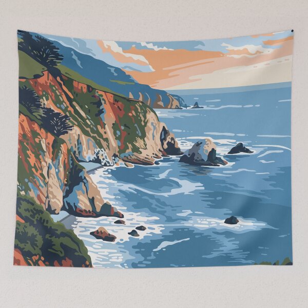 Item preview, Big Sur Beach Minimalist Art Illustration designed and sold by LVTFCOarts.
