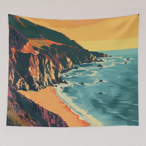 Item preview, Coast Big Sur Minimalist Art Illustration designed and sold by LVTFCOarts.