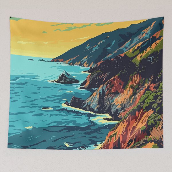 Item preview, Landscape Big Sur Minimalist Art Illustration designed and sold by LVTFCOarts.