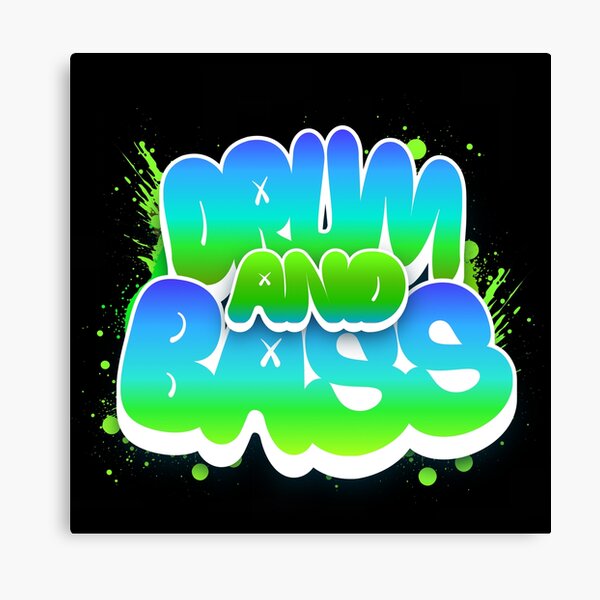 Item preview, DRUM AND BASS  - Puffy Y2k Color Font (white/blue/green) designed and sold by Discothreadz.