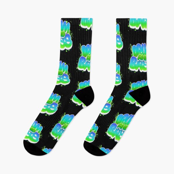 Item preview, DRUM AND BASS  - Puffy Y2k Color Font (white/blue/green) designed and sold by Discothreadz.