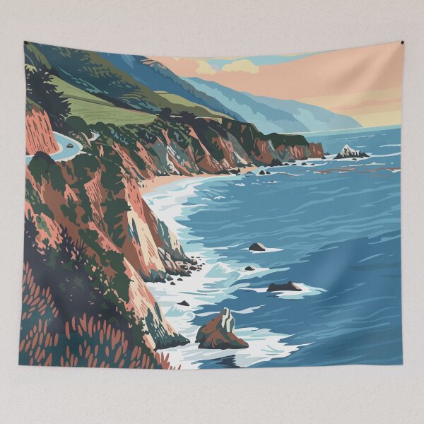 Item preview, California Big Sur Coast Minimalist Art Illustration designed and sold by LVTFCOarts.