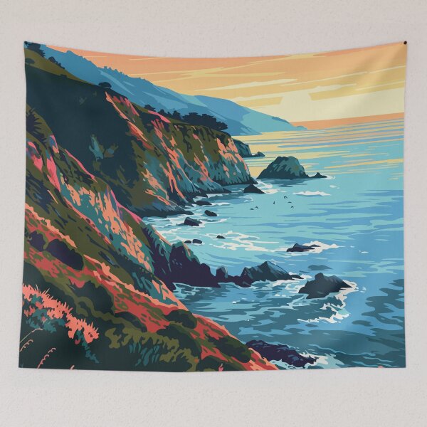 Item preview, Big Sur California Landscape Minimalist Art Illustration designed and sold by LVTFCOarts.