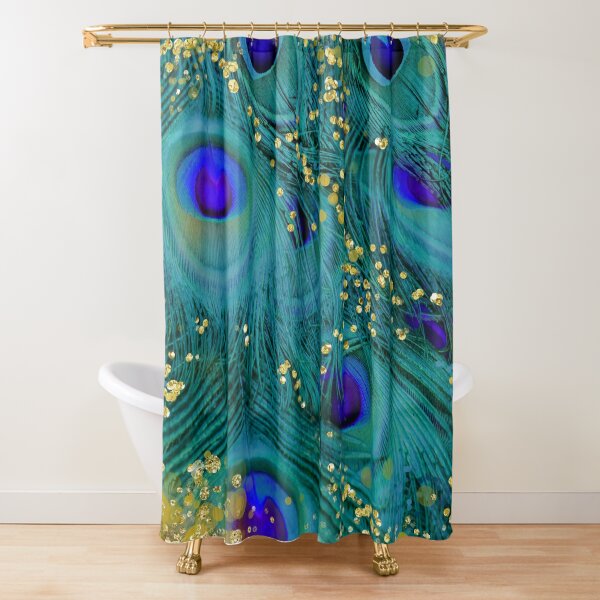 Item preview, Dreamy peacock feathers, teal and purple, glimmering gold designed and sold by Glimmersmith.