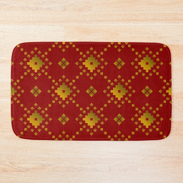 Item preview, Red & Gold Pixel Ethnic Pattern designed and sold by Khwanchai.