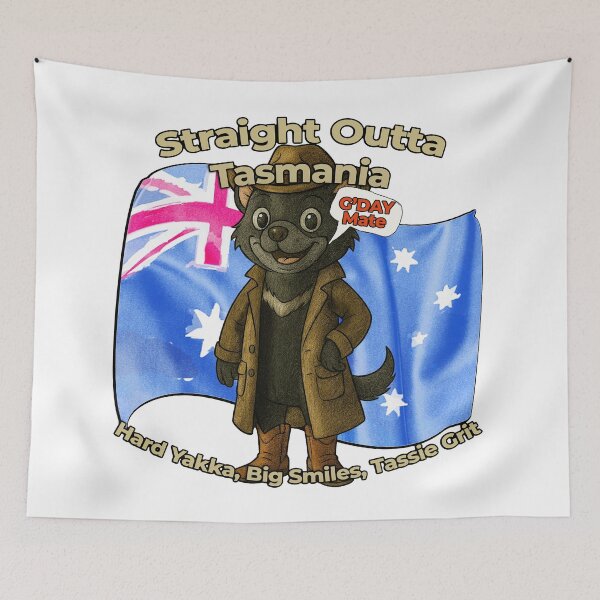 Item preview, Tasmanian Devil Cartoon – Straight Outta Tasmania Aussie Cowboy Design designed and sold by Michael van der Hoorn.