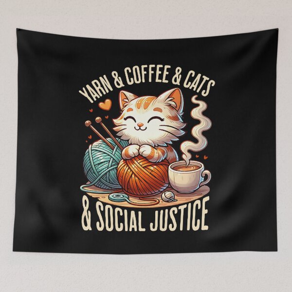 Item preview, Yarn and coffee and cats and social justice designed and sold by EvergreenWhimsy.
