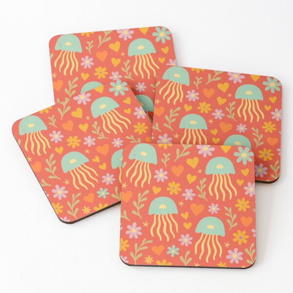 Item preview, Hearts Jellyfish Bloom in Retro Folk Ocean Garden designed and sold by scicilysimonee.