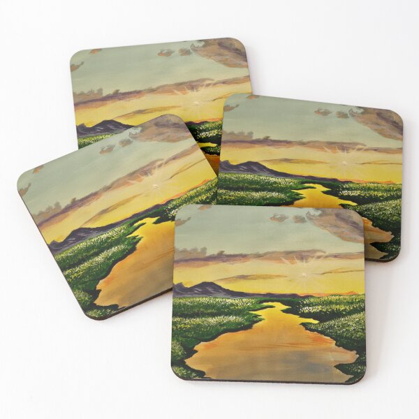 Item preview, reflective stream at sunset designed and sold by jackcaryartshop.