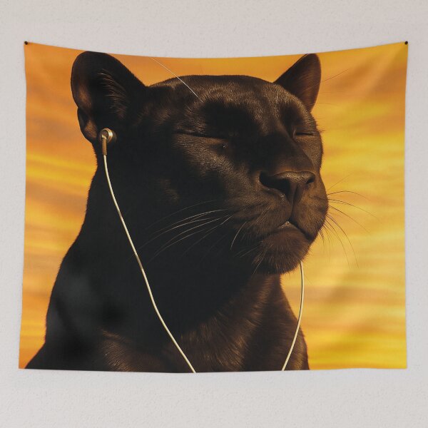 Item preview, Black Panther listening to music designed and sold by Mauswohn.
