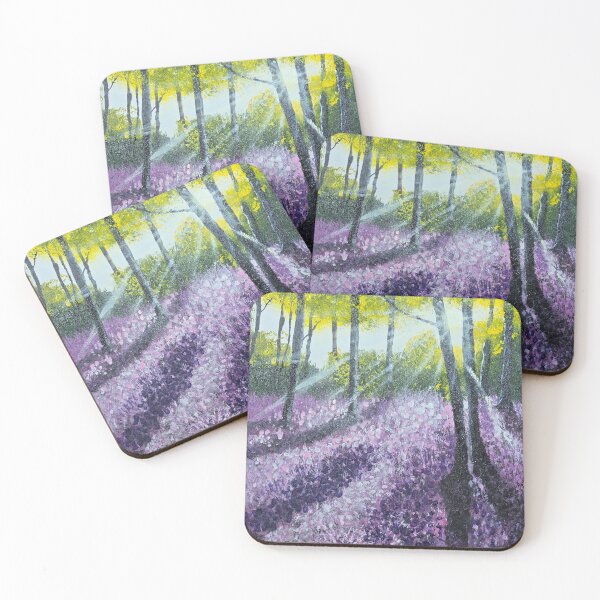 Item preview, Purple flowers on the forest floor at sunset designed and sold by jackcaryartshop.